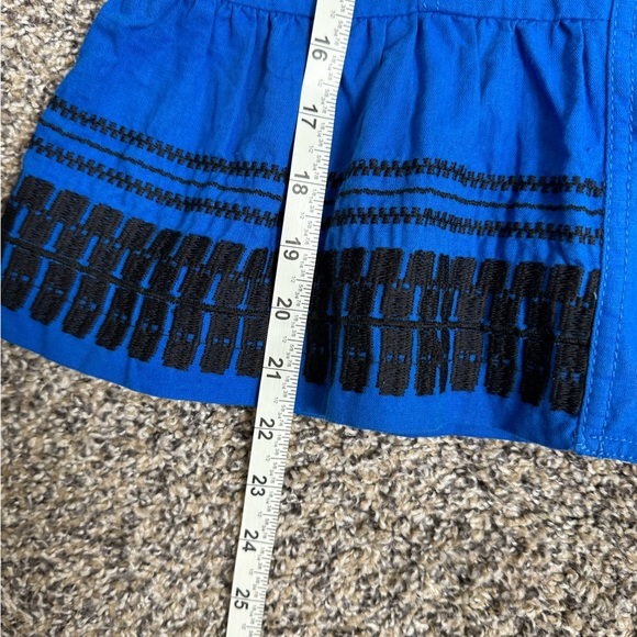 Ann Taylor Boho Embroidered Linen Blend Cobalt Blue Peplum Top S - Picture 10 of 11